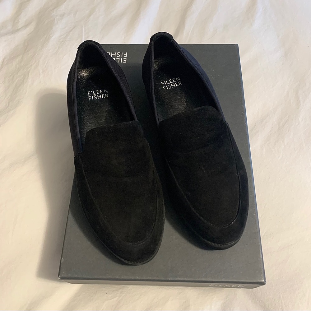 Eileen Fisher Black Suede Loafers